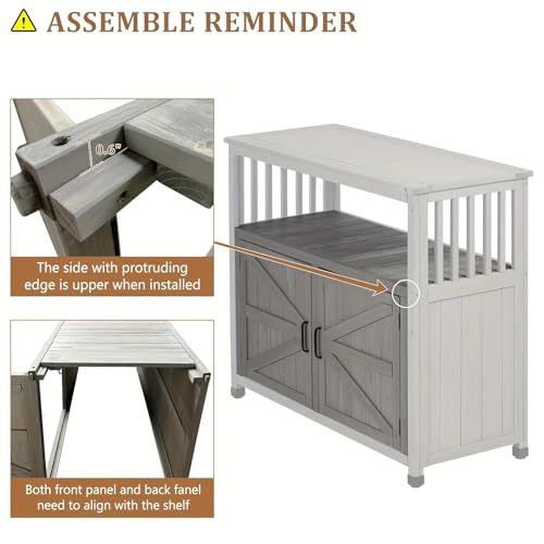 YOPTO Outdoor Wood Storage Cabinet,Garden Patio Bar Table Set with 2 Handles,Buffet Cabinet Sideboard Furniture for Lawn,Grey - color: 42"+grey