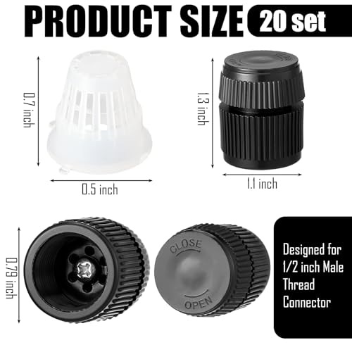 20 Pack Sprinkler Bubbler Heads Adjustable Water Flow Mushroom Irrigation Bubbler Head for 1/2" Male Thread Irrigation Emitters Sprinkler Head Replacement for Tree, Shrubs, Garden Watering System