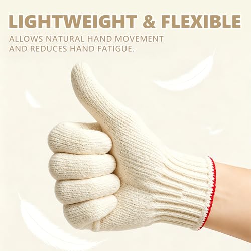 Large String Knit Cotton Work gloves for Men,Gardening