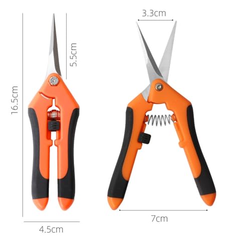 Pruning Shears for Gardening, Ultra Sharp Garden Scissors for Precise Cuts, Stainless Steel Bonsai Clippers with Spring Loaded, 6.5 Inch Garden Shears with Straight Stainless Steel Precision Blades - color: Orange&black