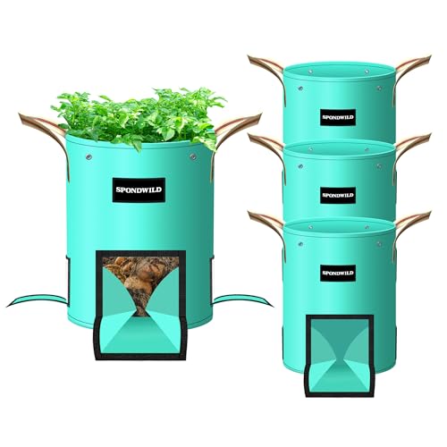4 Pcs 15 Gallon Potato Grow Bags with Harvest, Breathable Window - size: 15 gallon