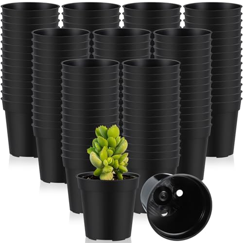 Yaomiao 200 Pcs 2 Inch Black Mini Nursery Pots with Drainage Holes - color: Black, size: 2 Inch