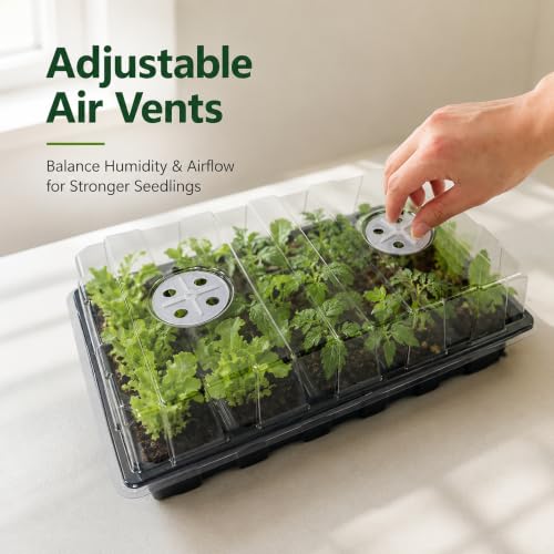 Gardzen 5 Pack Seed Starter Trays with Vented Domes 150 Cell Black - size: 15-Cell Black 10-Pack