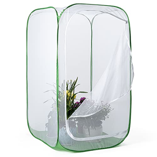 59" Outdoor Mesh Plant Enclosure, Mesh Plant Cover for Pests, Bird and Pest Protection Guard for Fruit, Vegetables, Flowers and Herbs Pop-Up Cage 35"x35"x59" - size: 35 x 35 x 59 Inches