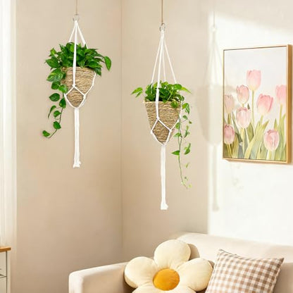 RAINFLOW Macrame Plant Hangers 5 PCS, Hanging Plant Holder Set