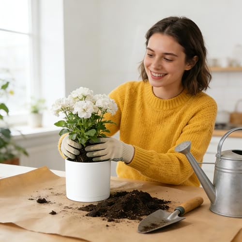 GARDIFE 3 Pack Cylinder Planter Set 10/9/8 Inch White Indoor Plant Pots - color: White