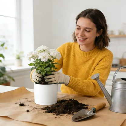 GARDIFE 3 Pack Cylinder Planter Set 10/9/8 Inch White Indoor Plant Pots - color: White