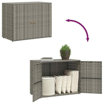 vidaXL Garden Storage Cabinet Gray 39.4"x21.9"x31.5" Poly Rattan - color: Gray