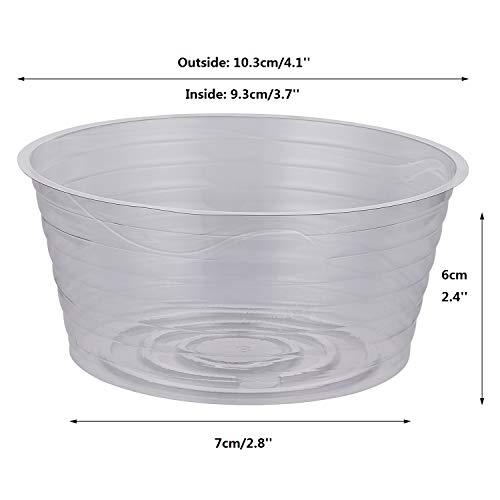 Idyllize 10 Pieces of 4 Inch Clear Thin Deep Plastic Plant Saucer Drip Tray for Pots (4'') - size: 4''