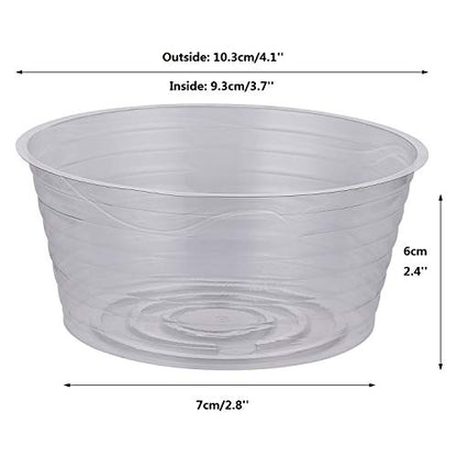 Idyllize 10 Pieces of 4 Inch Clear Thin Deep Plastic Plant Saucer Drip Tray for Pots (4'') - size: 4''