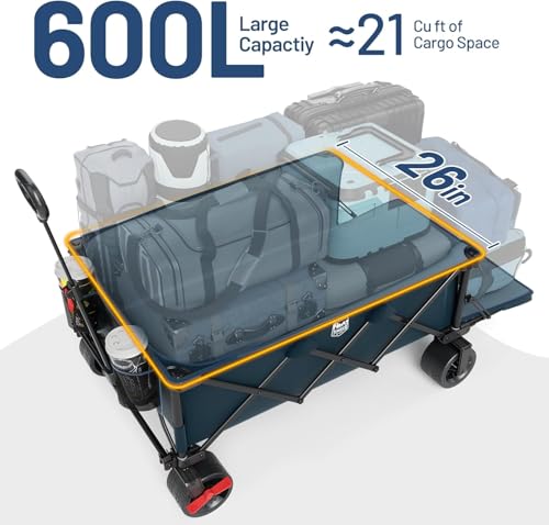 Timber Ridge 600L Beast Wagon 26" W Extra Wide Folding w/Big Wheels Cart - color: Blue, size: 600L