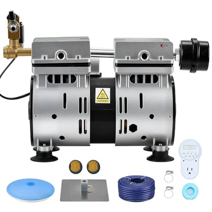 VEVOR Pond Aerators, 5.2CFM Aeration System for Lakes up to 3 Acres, 3/4 HP Air Compressor, 1 Diffuser & 100' Weighted Tubing, Outdoor Pond Aeration Pump for Deep Water Oxygen Circulation - size: 5.2CFM+1 diffuser