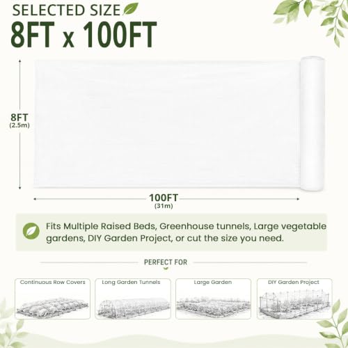 Roll Packed 8x100FT Garden Netting, Fine Mesh Insect Barrier for Plants - size: 8Ft x 100Ft