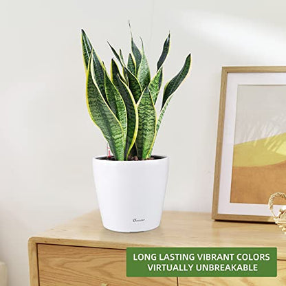 Dexceder 9x8 Self Watering Planter (White High Gloss) - color: Ceramic White, size: 9x8