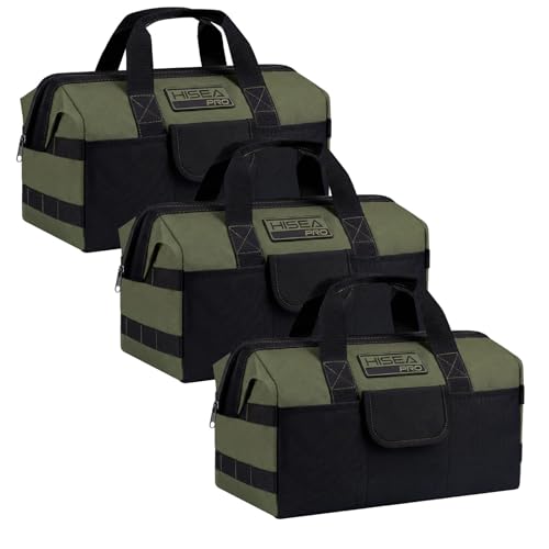 HISEA 3 Pack Heavy Duty Tool Bag, 13-Inch Waterproof Tools Organizer Tote - color: Green, size: 13 Inch