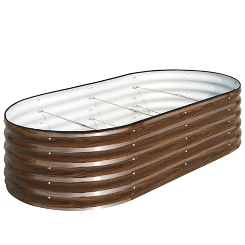 SnugNiture Galvanized Raised Garden Bed, 6x3x1.5ft Oval Metal Planter Box for Planting Outdoor Plants Vegetables - color: Brown, size: 6x3x1.5 ft