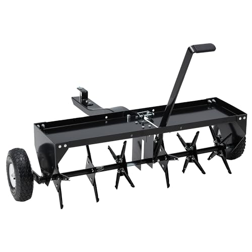 Tow-Behind Plug Aerator, 48-Inch Lawn Aerator for Tractors, 8'' Tires - size: 48''