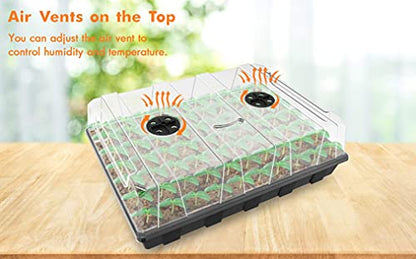 Gardzen 5 Pack Seed Starter Trays with Vented Domes 350 Cell - size: 70-Cell Black Eyes 5-Pack