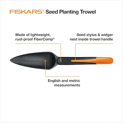 Fiskars 4-in-1 Seed Planting Garden Trowel and Seed Sower Tool