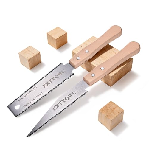 2 Pack Japanese Pull Saw, 6-Inch Double Edge Hand Saw for Wood Cutting
