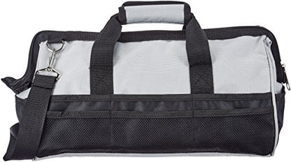 Amazon Basics Durable Wear-Resistant Tool Storage Bag with Adjustable Shoulder Strap, Portable Tool Organizer, 16 in, Black & Grey - size: Large Standard Bag