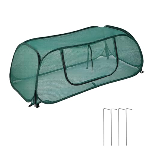 Garden Covers for Raised Beds, Pop up Garden Rows Plants Cover, Vegetable Mesh Plant Protector 45" x 18" x 20" Crop Cage for Protecting Seedlings Fruits Against Birds, Animals, with 4 Stakes - color: Green