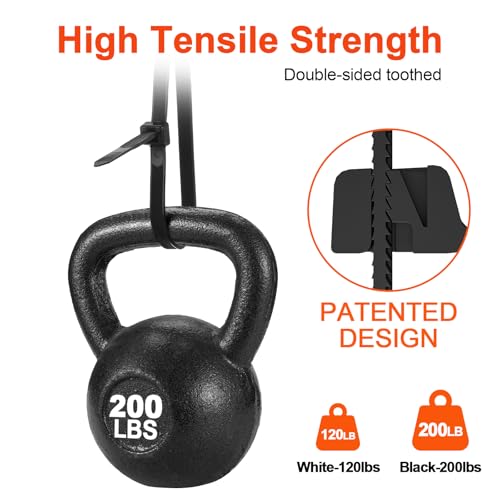Zip Ties Heavy Duty 12+12 inch,V-Shaped Toothed Double Sided With 200 LBS Tensile Strength Cable Ties ，Extra Large Wire Ties Adjustable Nylon Tie Wraps for Indoor Outdoor Black and White（100 Pack） - size: 12+12 inch 100 Pack （120-200 Lbs ）