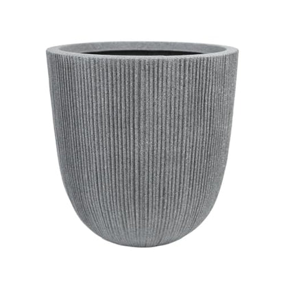 12.4"H Tapered Ribbed Lightweight Plastic Planter w/ Drainage Hole & Plug - color: Mediterranean Gray., size: 12.4in
