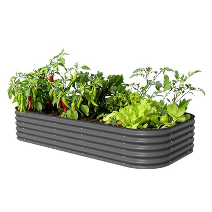Vego garden Raised Garden Bed Kit, 17" Tall 10 in 1 Jumbo Modular Raised Garden Beds, Metal Planter Box for Vegetables, Flowers, Herbs, Modern Gray - color: Modern Gray