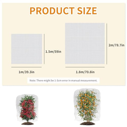 SooGree Garden Mesh Netting - Durable, All - Purpose Protection Ultra-Light Insect Barrier Netting Fine Mesh Plant Cover Bird, Pest, Insect Protection for Vegetables, Fruits & Flowers (39'' x 59'')
