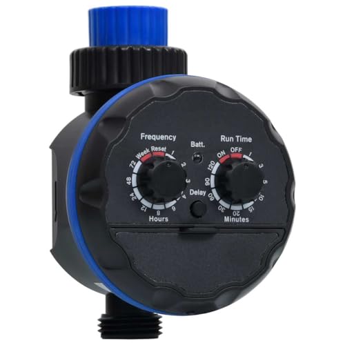 Automatic Garden Water Timer, Single Outlet Irrigation Controller with Dual Dial Controls for Hose Faucet, Waterproof ABS Garden Watering System for Lawns and Patios, Black - color: Black