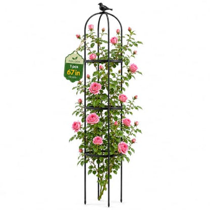 FOLLOOK Garden Obelisk Trellis for Climbing Plants Outdoor, 67", 1 Pack - color: 67"-Black-1PK