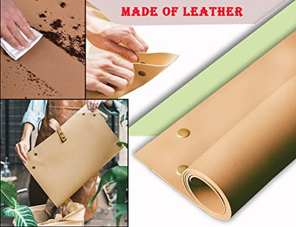 Leather Plant Repotting Mat Waterproof Transplanting Mat Indoor Succulent Potting Portable Gardening Mat, 30" X 18" Thickened Foldable Plant Potting Tray and Mess Control mat - color: Khaki Leather