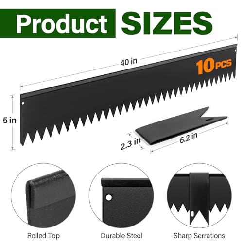 LAVEVE Galvanized Steel Landscape Edging 10-Pack, 40" L x 5" H (33Ft Total) - color: Black, size: 40"l X 5"h X 10 Pack
