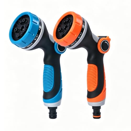 Garden Hose Nozzle with 10 Adjustable Patterns,2 Packs High Pressure Thumb Control Hose Nozzles for Watering Lawn, Car Washing and Pets Washing