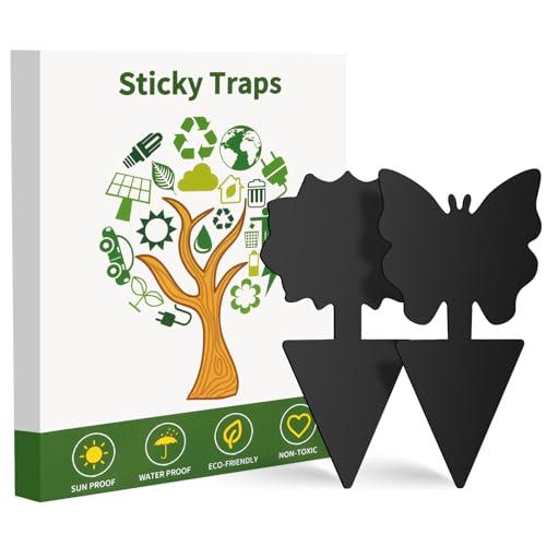 Fruit Fly Traps, 100 Pack Black Sticky Traps, Fungus Gnat Traps, Plant Fly Stickers for Indoor and Outdoor Use Protect The Plant - color: Black, size: 100 Pack