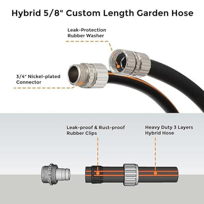 Giraffe Tools Garden Hose 5/8", 75ft Lightweight Hybrid Hose - size: 75ft Male to Female Hose