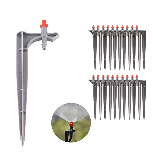 Garden Irrigation System, 20Pcs/Bag Irrigation Dripper with Ground Insert Fruit Tree Drip Irrigation Emitters for for 1/4" Drip Irrigation Tubing(360 Degree with Plunger) - size: 360 degree with plunger