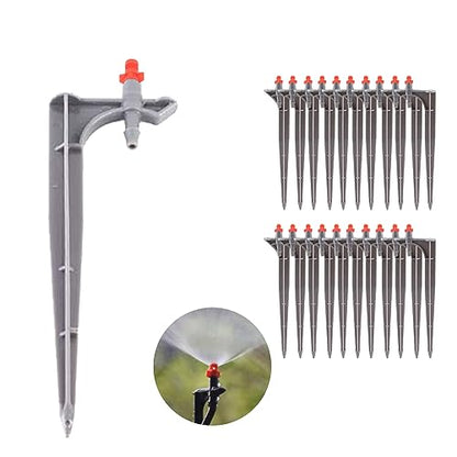 Garden Irrigation System, 20Pcs/Bag Irrigation Dripper with Ground Insert Fruit Tree Drip Irrigation Emitters for for 1/4" Drip Irrigation Tubing(360 Degree with Plunger) - size: 360 degree with plunger