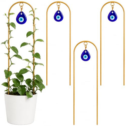 3Pcs Metal Plant Trellis Evil Eye Decor, 16" Climbing Plant Indoor Support