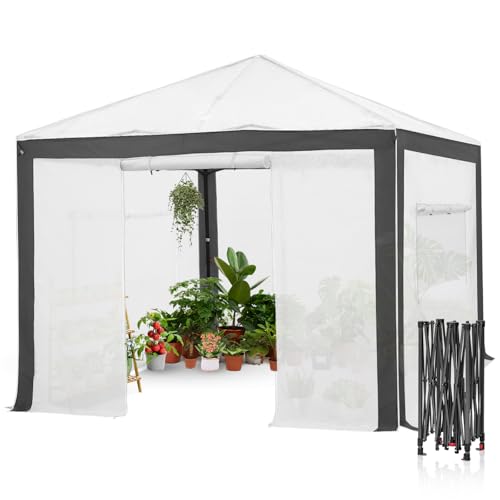 EAGLE PEAK 10x10 Walk in Pop Up Greenhouse, Gray/White - color: Gray/White, size: 10x10