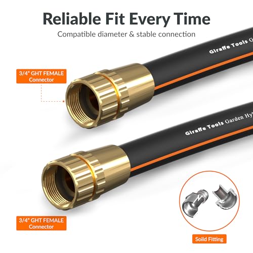 Giraffe Tools Garden Water Hose 5/8" x 2ft, Leader Hose with Female and Female Fittings, Lightweight, Flexible for Hose Reel