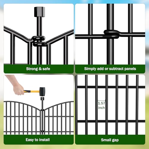 10 Panel No Dig Decorative Garden Fence 24" H x 20'L Outdoor Dog Barrier - size: 24 in(H) X 20 ft(L)