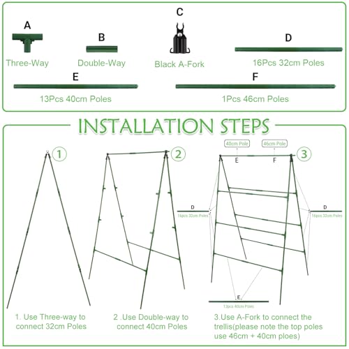 32 x 53 Inch Cucumber Trellis for Climbing Plants Outdoor A-Frame Garden Trellis for Raised Bed Detachable Sturdy Garden Plant Support Trellis for Small Plant Vegetable Flower Grape with Climbing Net - size: 1pack 32 x 53 Inch
