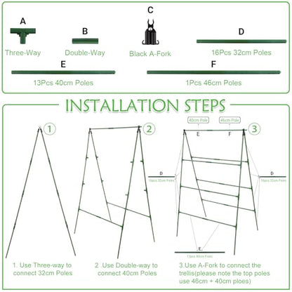 32 x 53 Inch Cucumber Trellis for Climbing Plants Outdoor A-Frame Garden Trellis for Raised Bed Detachable Sturdy Garden Plant Support Trellis for Small Plant Vegetable Flower Grape with Climbing Net - size: 1pack 32 x 53 Inch