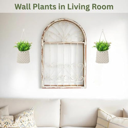 2 Packs Macrame Wall Planters with Faux Eucalyptus, Wall Decor - color: White