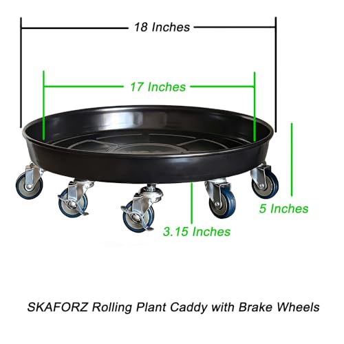 Rolling Planter Caddy(470lbs Capacity), Heavy Duty Metal Plant Stand with Brake Wheels Plant Dolly Mover Plant Pot Tray Saucer for Indoor Outdoor 18 Inches Black - color: 18inchesblack 1-pack