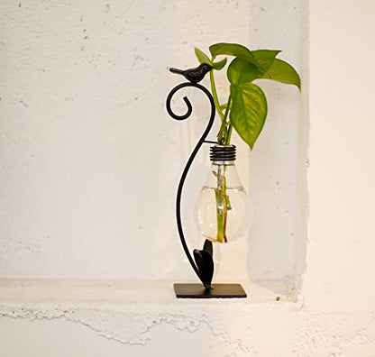 Tabletop Bird Planter Propagation Station, Narrow Mouth Bulb Plastic Vase - color: Bird