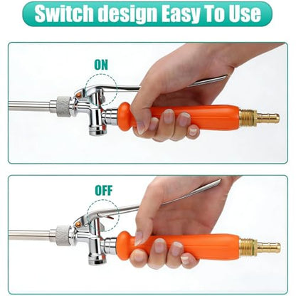 44 Inches All Metal Replacement Sprayer Wand,1/4" & 3/8" Brass Barb Sprayer Wand Replacement, Stainless Steel Sprayer Wand with Shut off Valve & 2 Hose Clamps - color: 44 Inches Sprayer Wand - Orange Handle