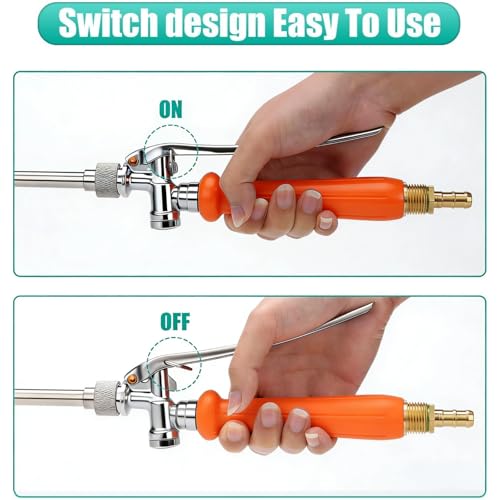 2Pcs All Metal Replacement Sprayer Wand,1/4" & 3/8" Brass Barb Sprayer Wand Replacement, Stainless Steel Sprayer Wand with Shut off Valve & 2 Hose Clamps - color: 2Pcs 29 Inches Pump Sprayer Wand - Orange Handle